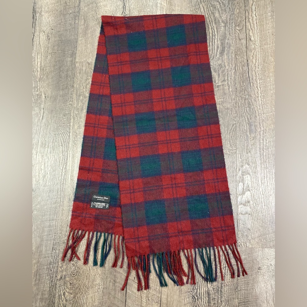 CHRISTIAN DIOR Cashmere Fringe Unisex Scarf